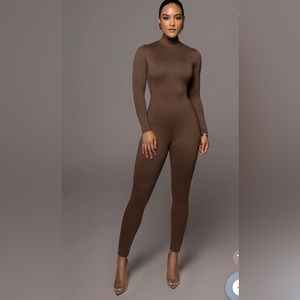 JLUXBASIX CHOCOLATE RAISA JUMPSUIT